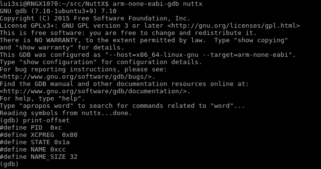 gdb print offset output
